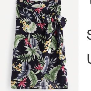 Tropical Print Surplice Wrap Knot Skirt